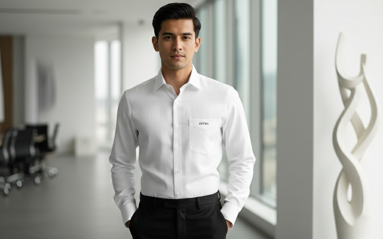 INTMI Super Premium White Linen Formal Shirt