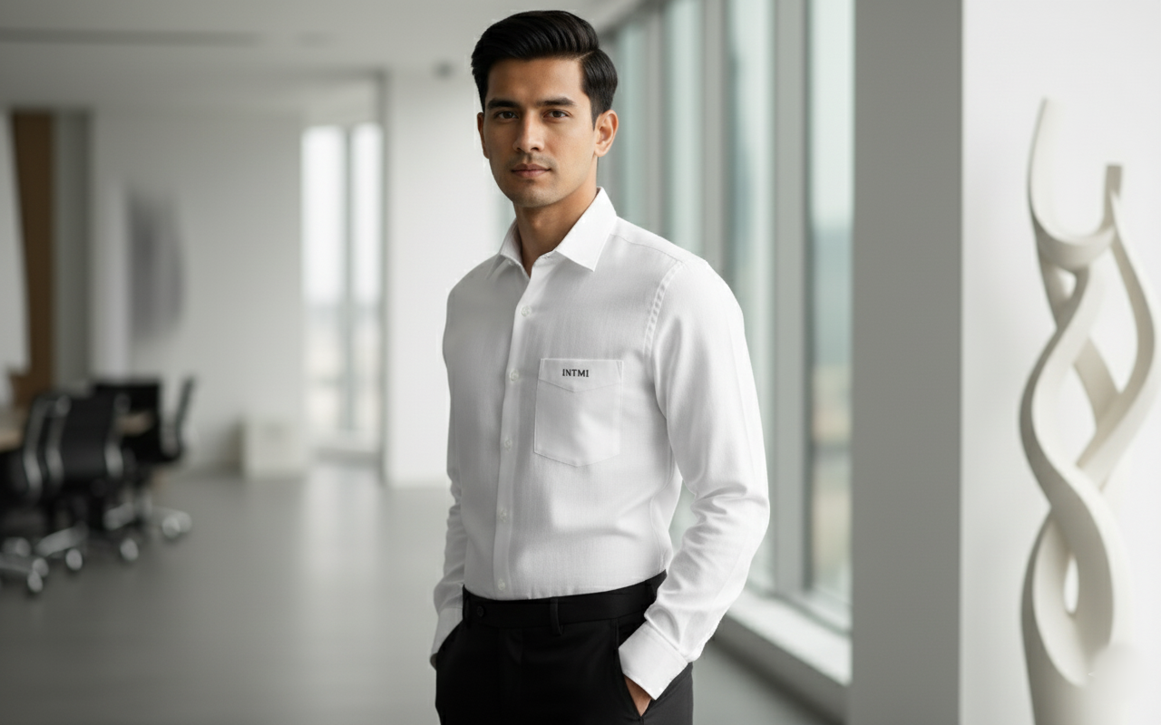 INTMI Super Premium White Linen Formal Shirt