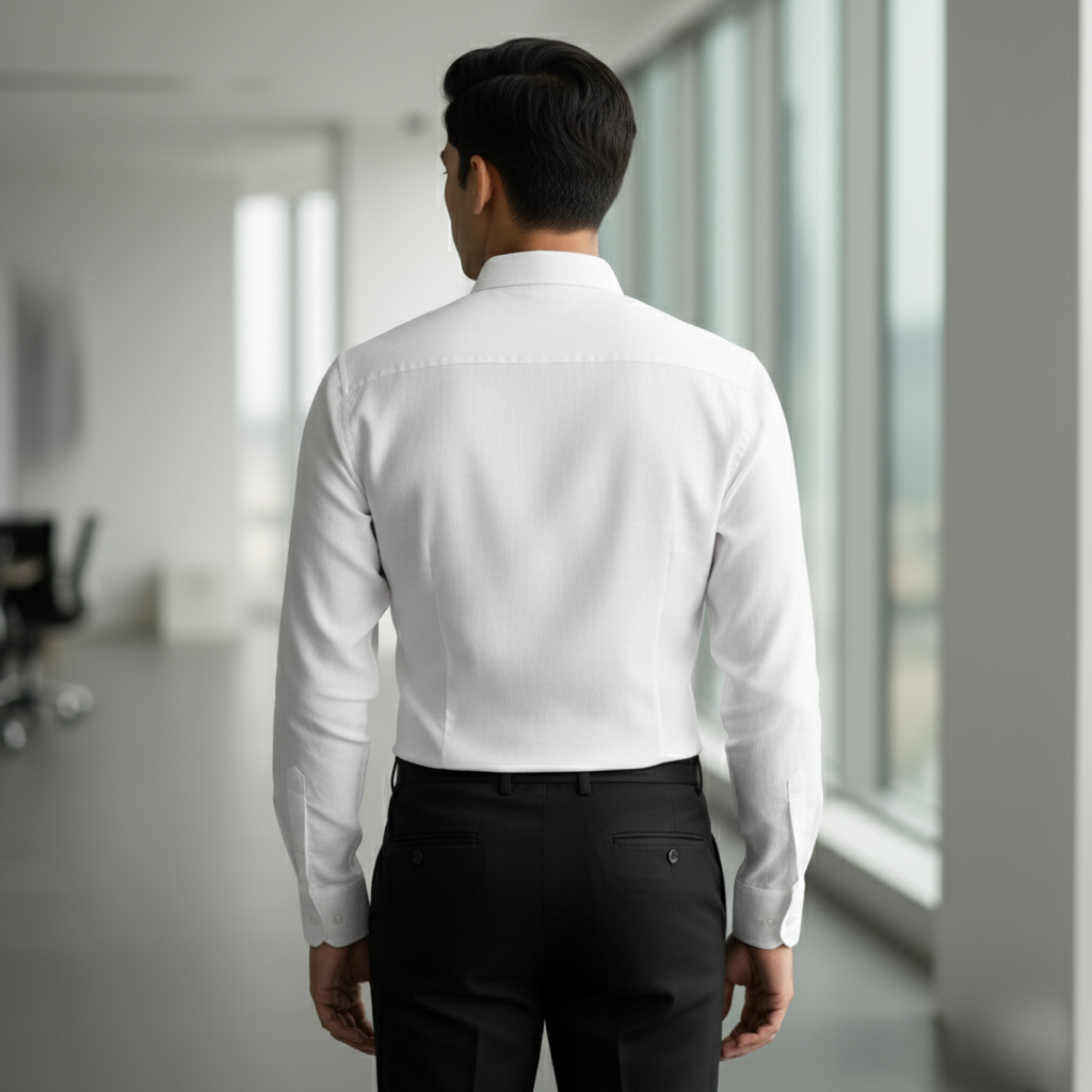 INTMI Super Premium White Linen Formal Shirt